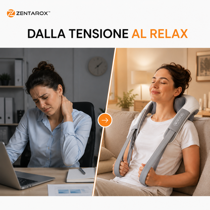 Zentarox™ Massaggiatore Cervicale Shiatsu con Calore | Collo, Spalle e Schiena