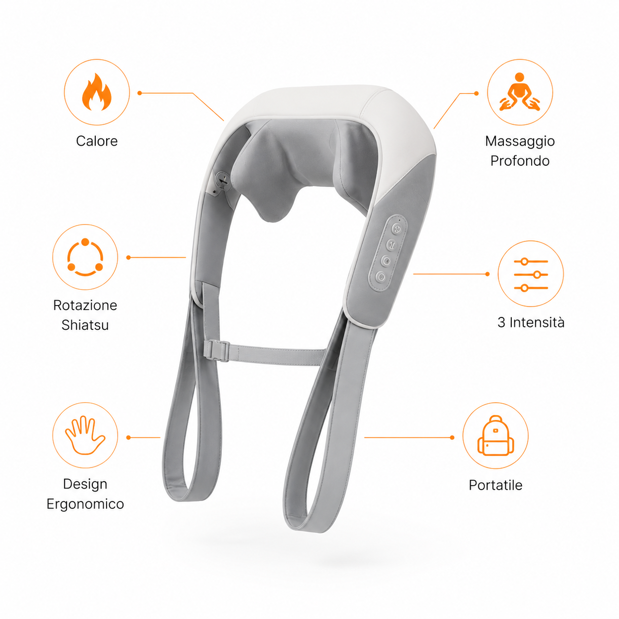 Zentarox™ Massaggiatore Cervicale Shiatsu con Calore | Collo, Spalle e Schiena
