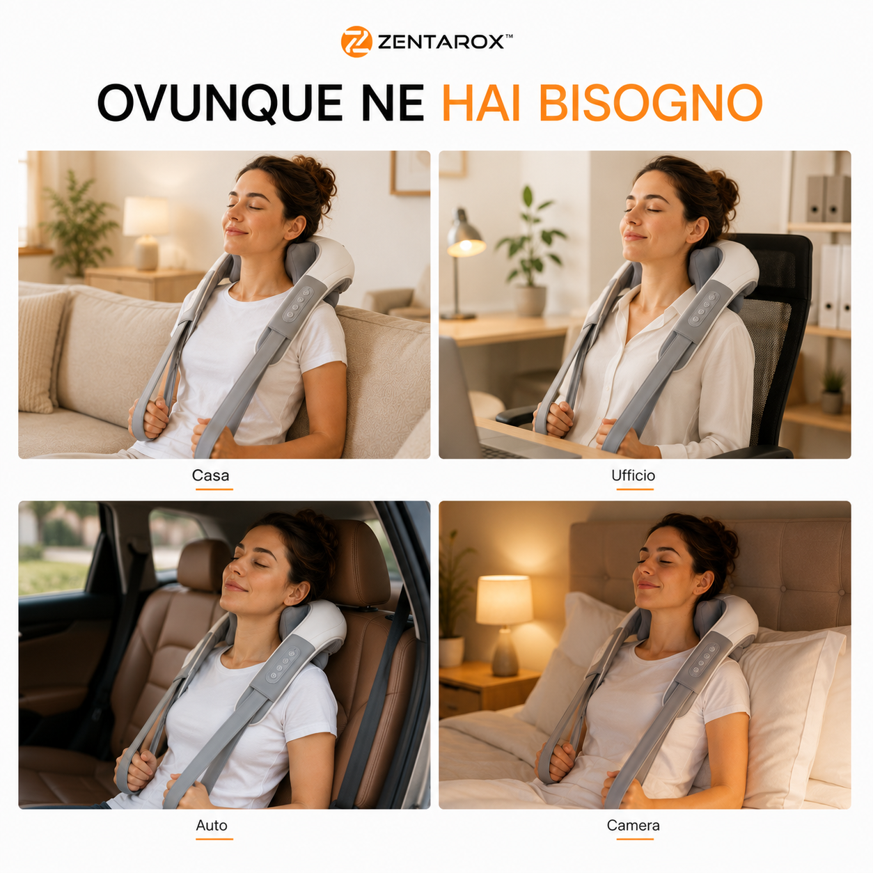 Zentarox™ Massaggiatore Cervicale Shiatsu con Calore | Collo, Spalle e Schiena