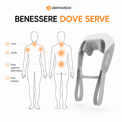 Zentarox™ Massaggiatore Cervicale Shiatsu con Calore | Collo, Spalle e Schiena
